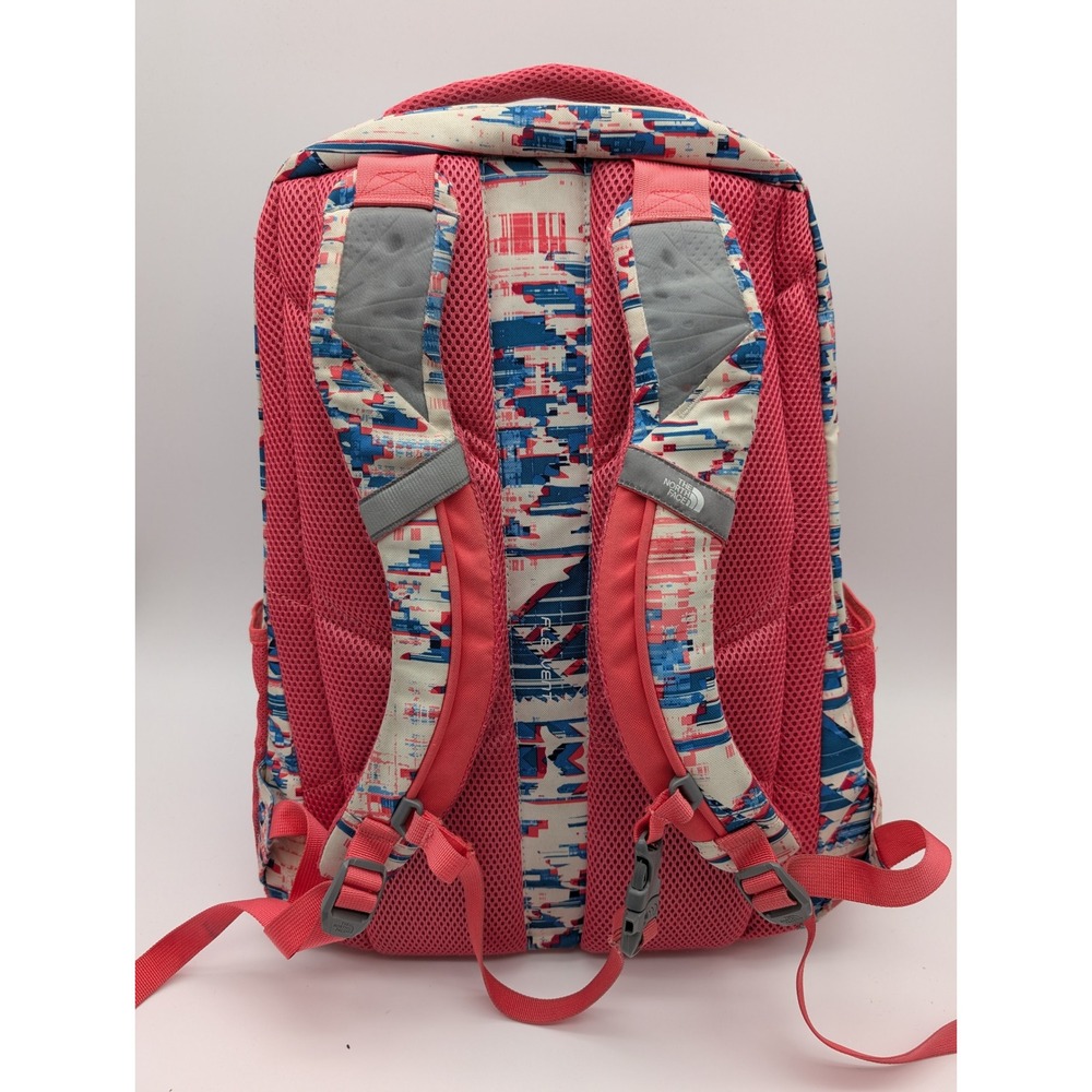 The North Face Jester Backpack Red Blue White Glitch Print Geometric Daypack - Picture 2 of 12